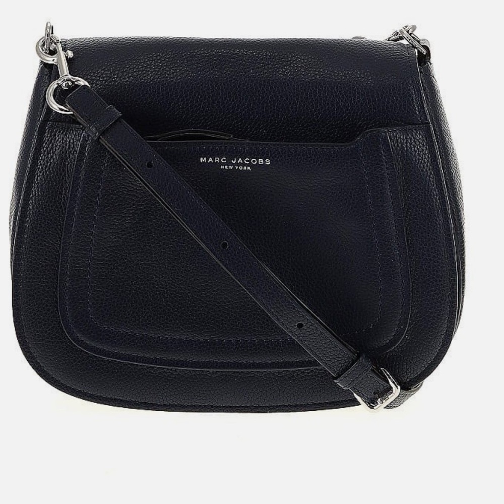 MARC JACOBS Empire City Messenger Sultry Black Pebble Leather Crossbody Bag .